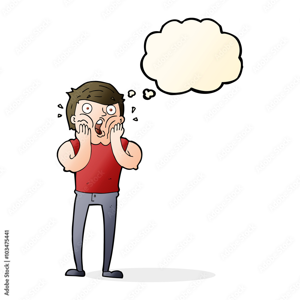 cartoon gasping man with thought bubble cartoon gasping man with thought bubble