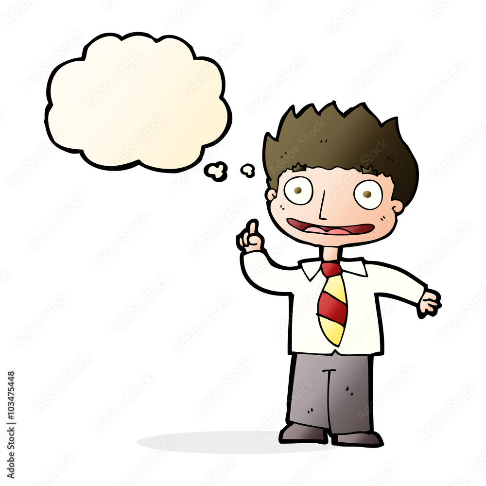 cartoon man with idea with thought bubble cartoon man with idea with thought bubble
