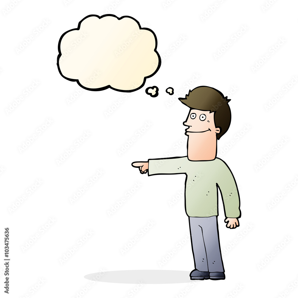 cartoon man pointing with thought bubble cartoon man pointing with thought bubble
