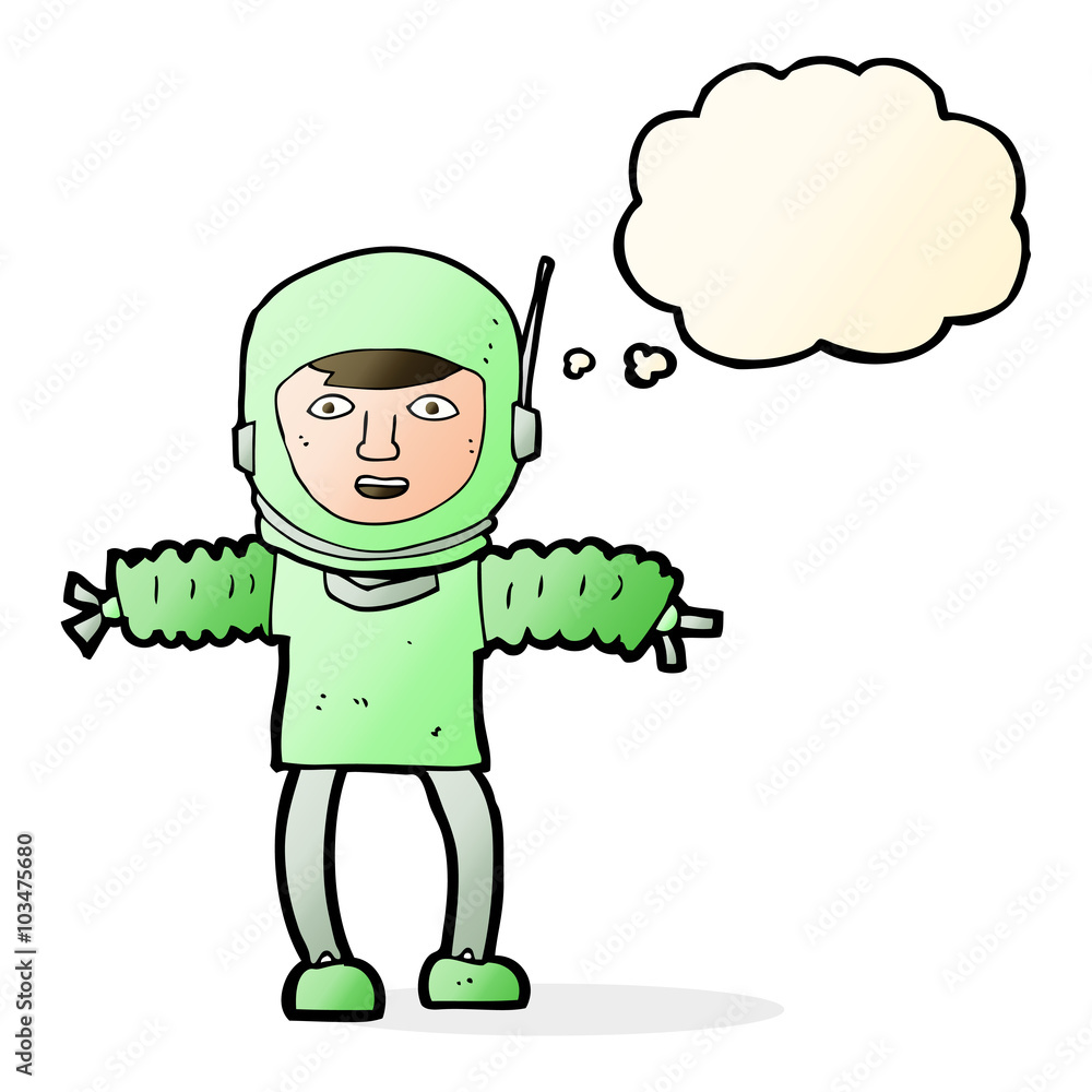 cartoon astronaut with thought bubble cartoon astronaut with thought bubble