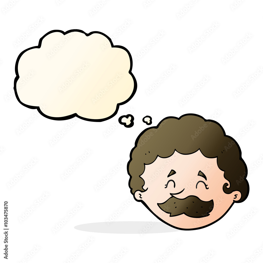 cartoon man with mustache with thought bubble cartoon man with mustache with thought bubble