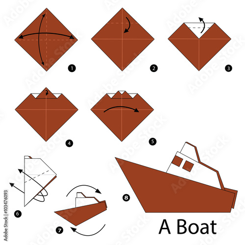 step by step instructions how to make origami A Boat.