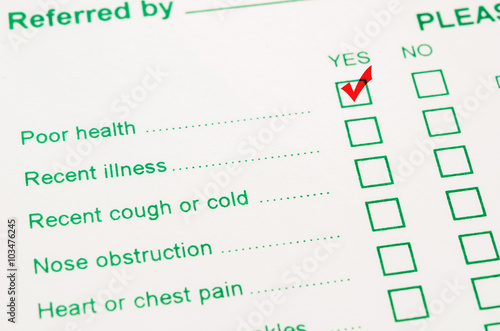 check mark with red marker on poor in Health Status.