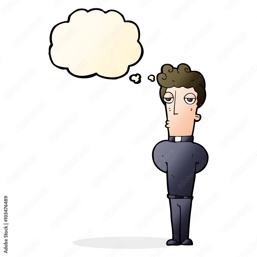 cartoon priest with thought bubble cartoon priest with thought bubble