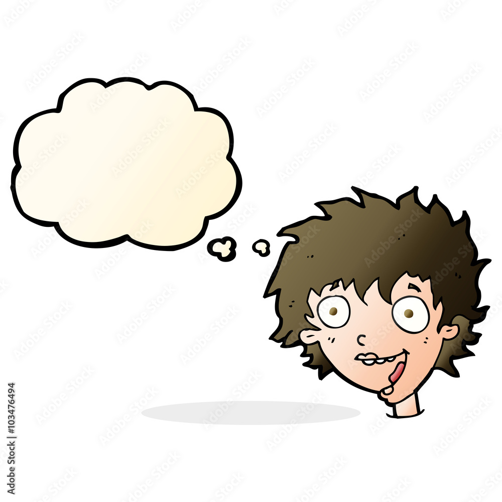 cartoon crazy excited woman with thought bubble cartoon crazy excited woman with thought bubble
