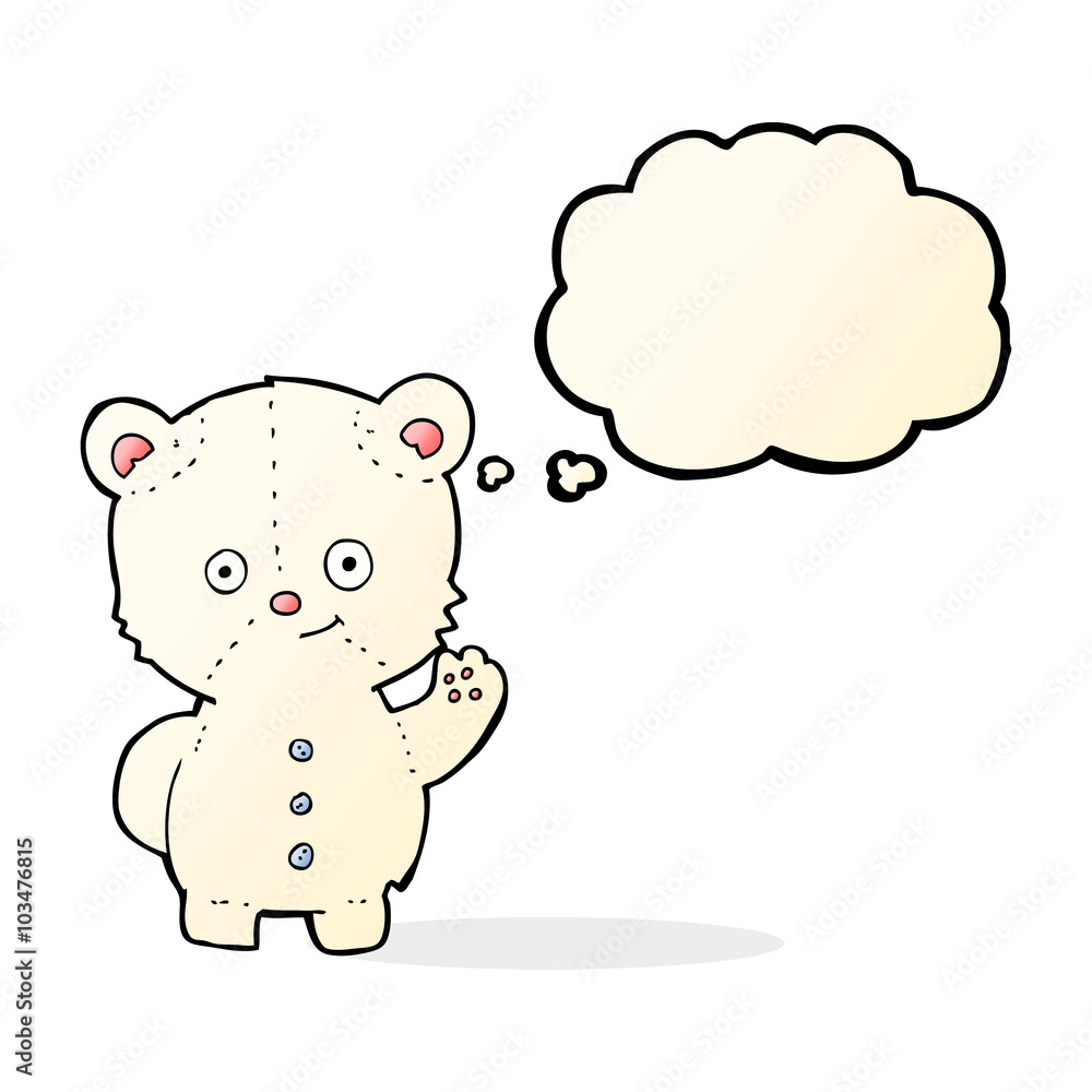 cartoon waving polar bear cub with thought bubble cartoon waving polar bear cub with thought bubble