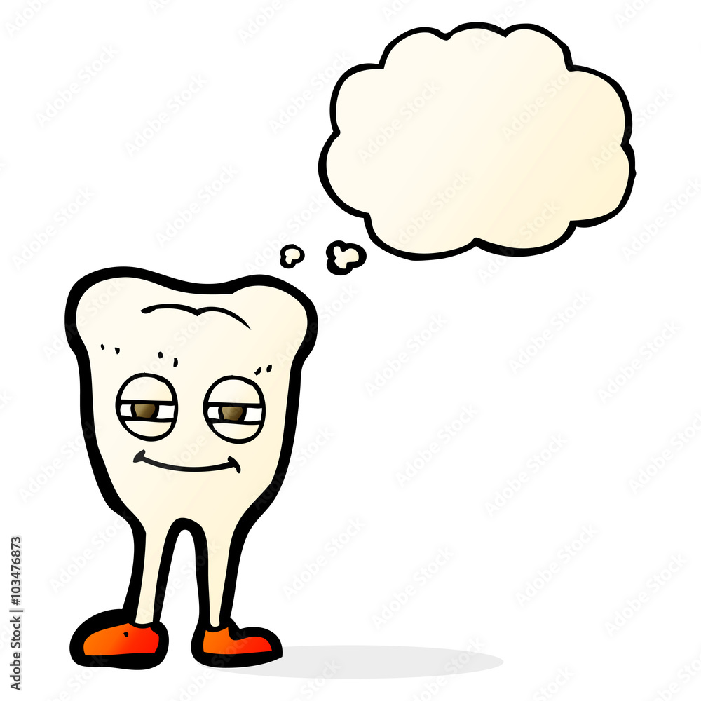 cartoon smiling tooth with thought bubble cartoon smiling tooth with thought bubble