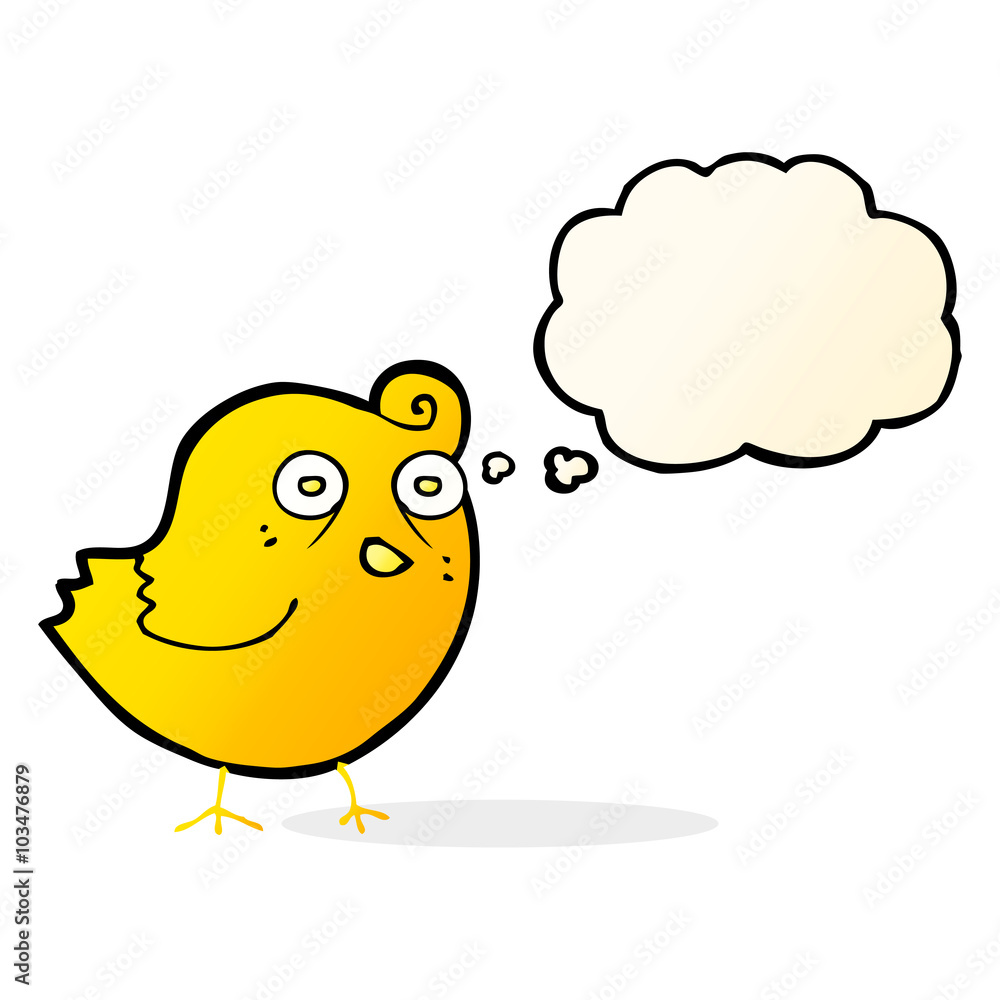 funny cartoon bird with thought bubble funny cartoon bird with thought bubble