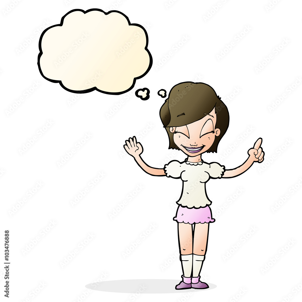 cartoon pretty girl with idea with thought bubble cartoon pretty girl with idea with thought bubble