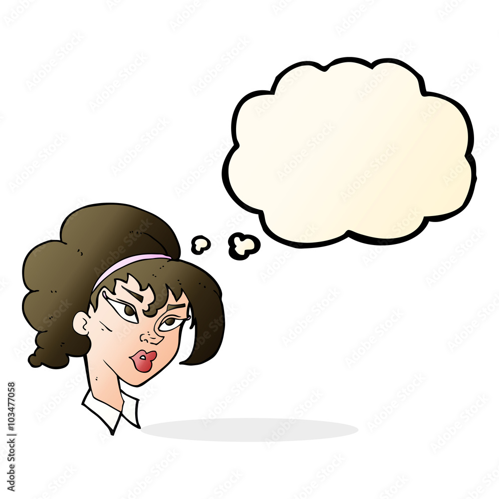 cartoon pretty woman with thought bubble cartoon pretty woman with thought bubble