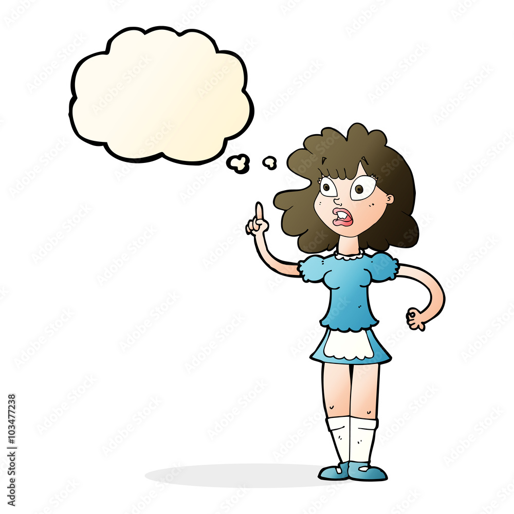 cartoon worried maid with thought bubble cartoon worried maid with thought bubble