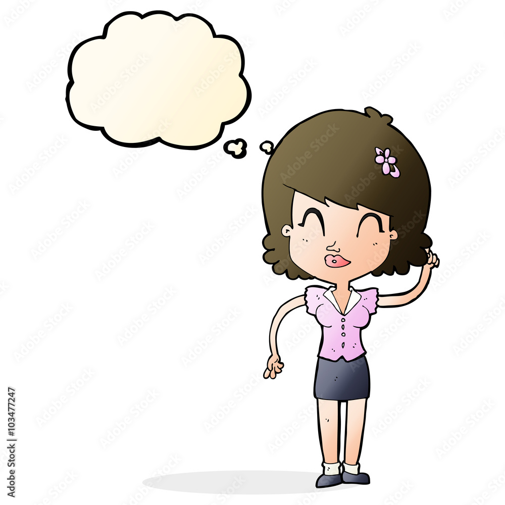 cartoon pretty woman with idea with thought bubble cartoon pretty woman with idea with thought bubble