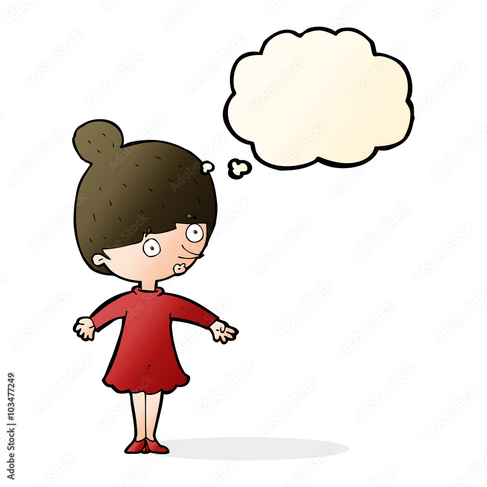 cartoon surprised woman with thought bubble cartoon surprised woman with thought bubble