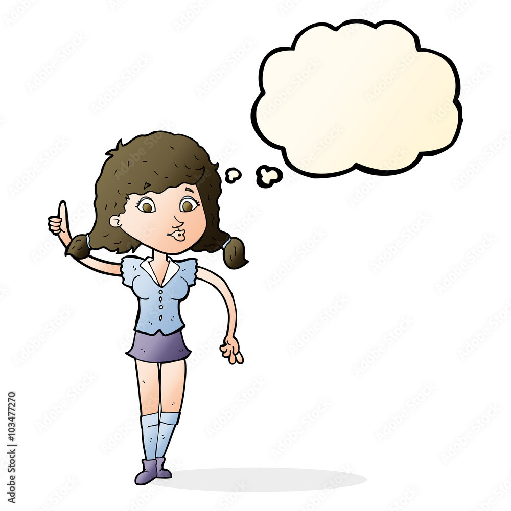 cartoon pretty woman with idea with thought bubble cartoon pretty woman with idea with thought bubble