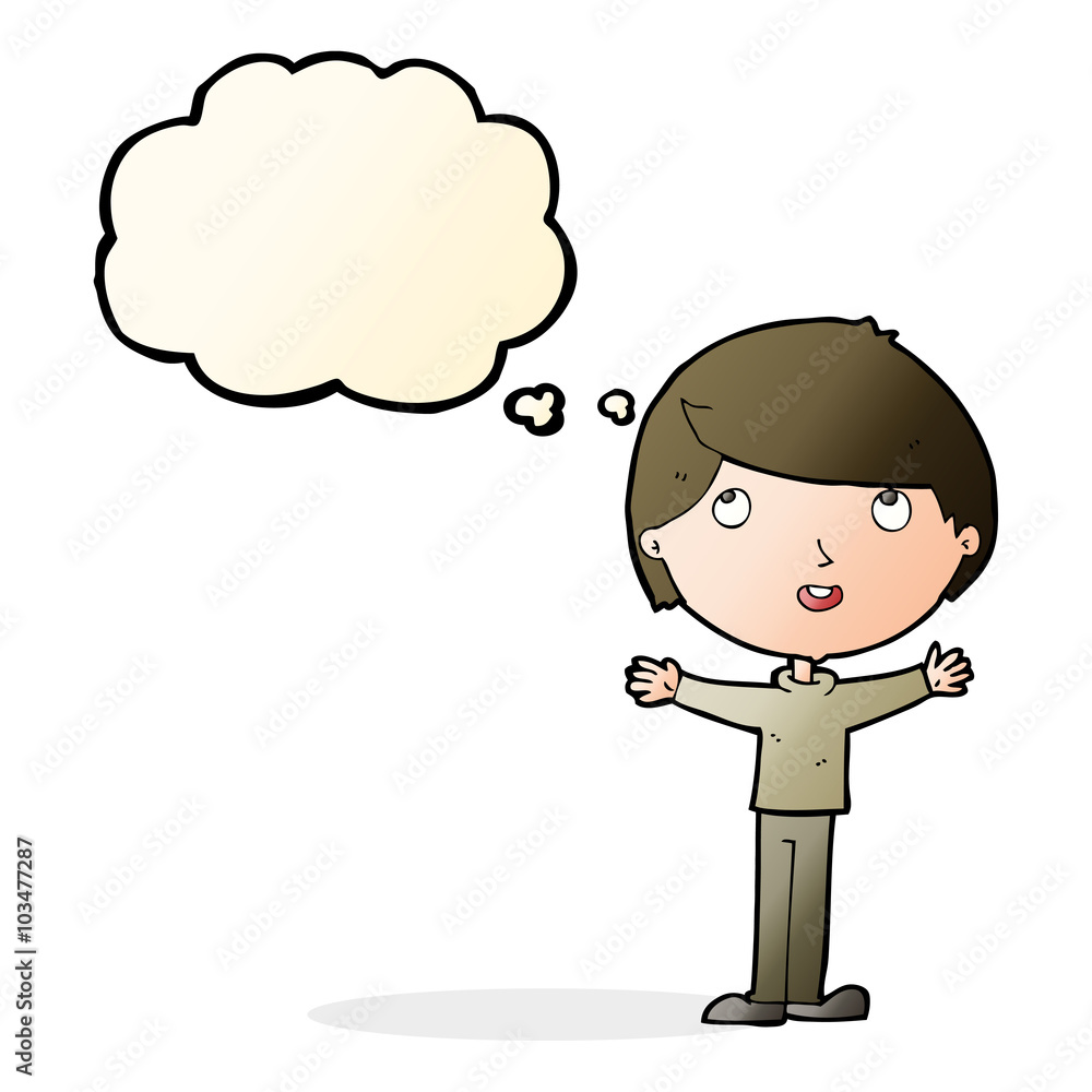 cartoon happy boy with thought bubble cartoon happy boy with thought bubble