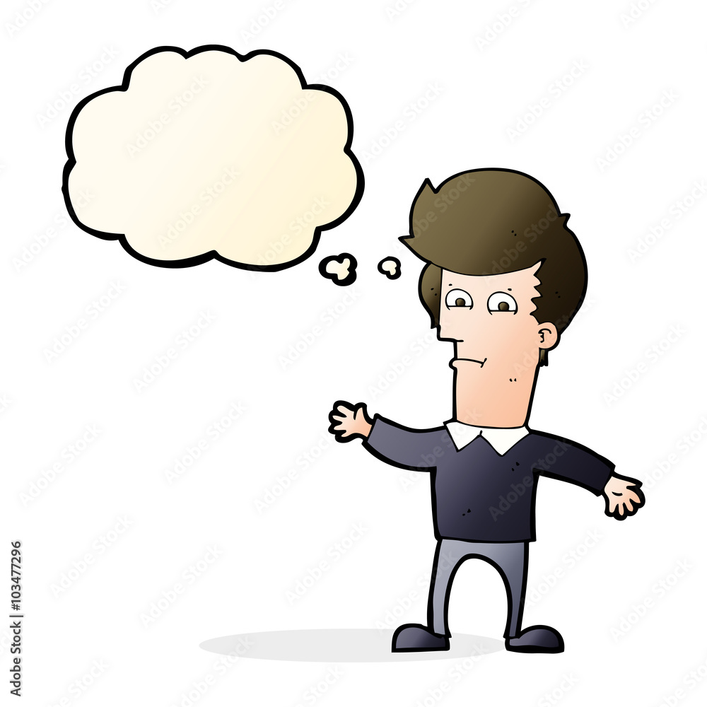 cartoon waving man with thought bubble cartoon waving man with thought bubble
