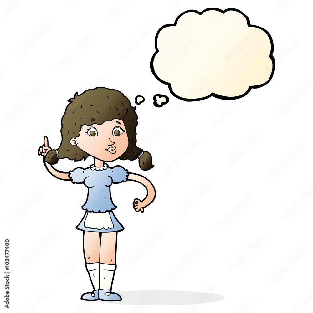 cartoon pretty maid woman with thought bubble cartoon pretty maid woman with thought bubble