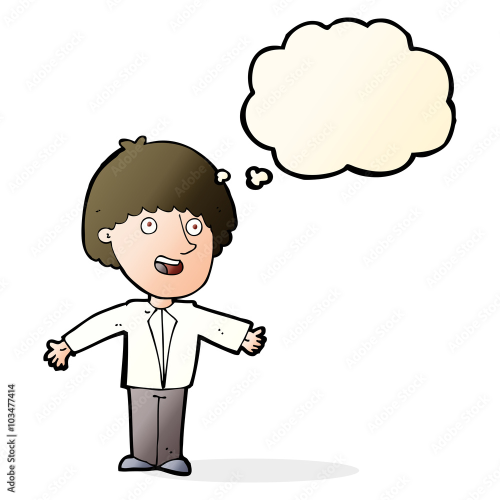 cartoon happy man with thought bubble cartoon happy man with thought bubble
