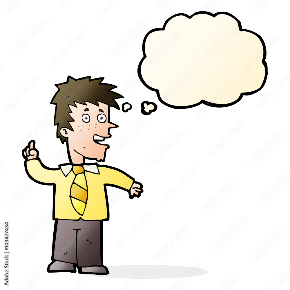 cartoon man with idea with thought bubble cartoon man with idea with thought bubble