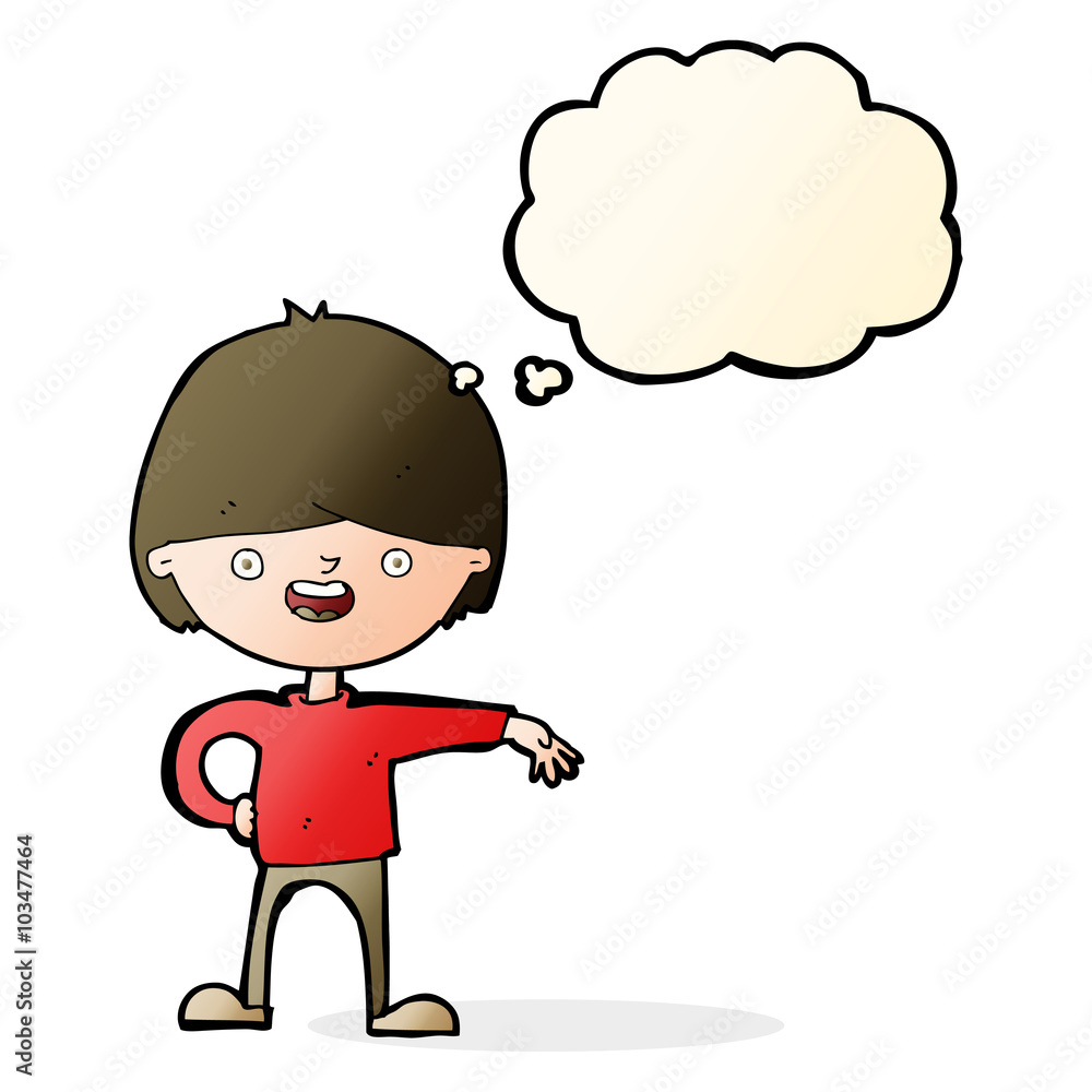 cartoon happy man with thought bubble cartoon happy man with thought bubble