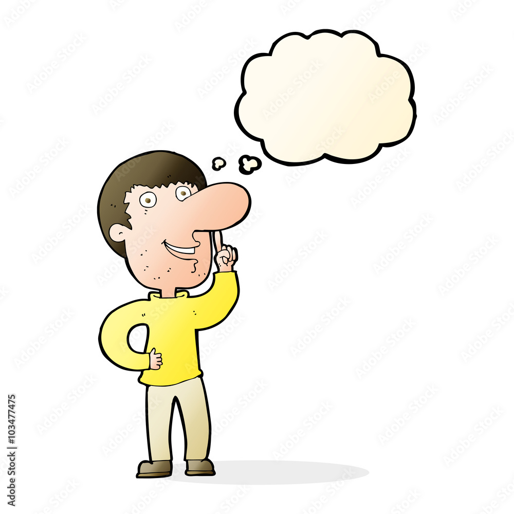 cartoon man with idea with thought bubble cartoon man with idea with thought bubble