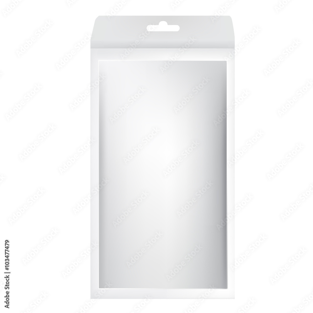 VECTOR PACKAGING: White gray long packaging box with hole to hang and ...