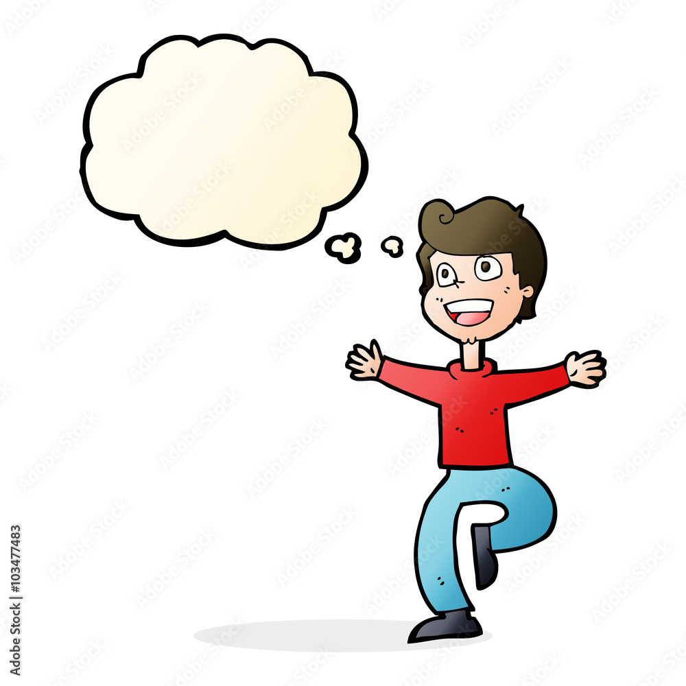cartoon excited boy with thought bubble cartoon excited boy with thought bubble