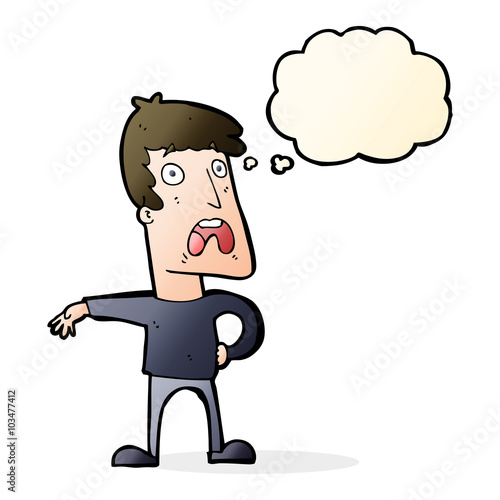 cartoon complaining man with thought bubble