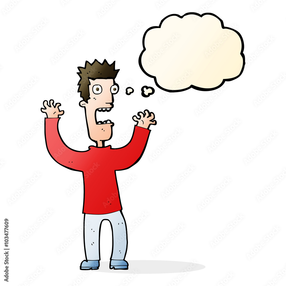 cartoon terrified man with thought bubble cartoon terrified man with thought bubble