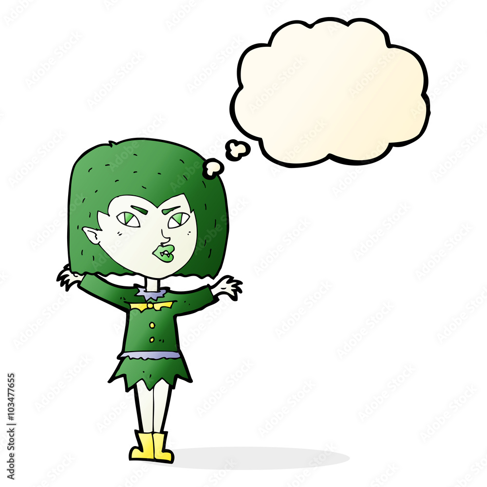 cartoon vampire girl with thought bubble cartoon vampire girl with thought bubble