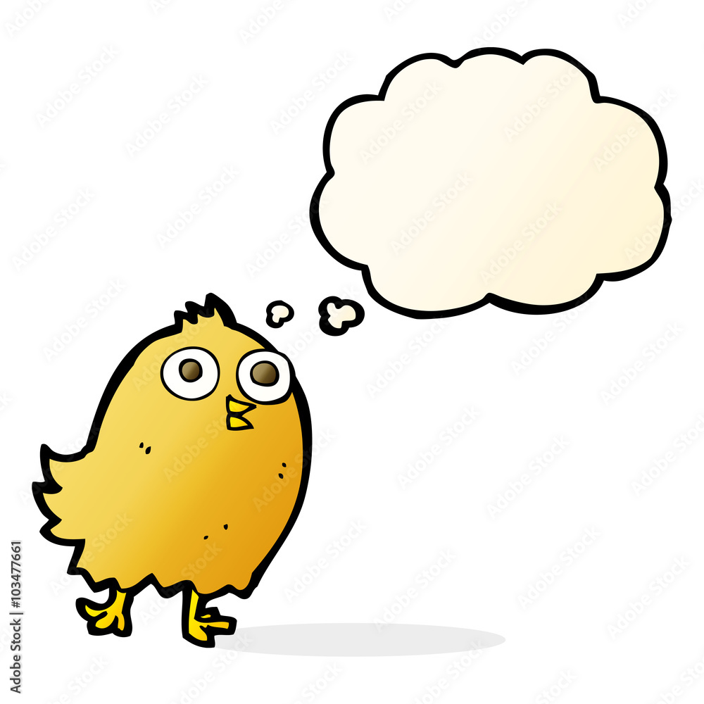 cartoon happy bird with thought bubble cartoon happy bird with thought bubble
