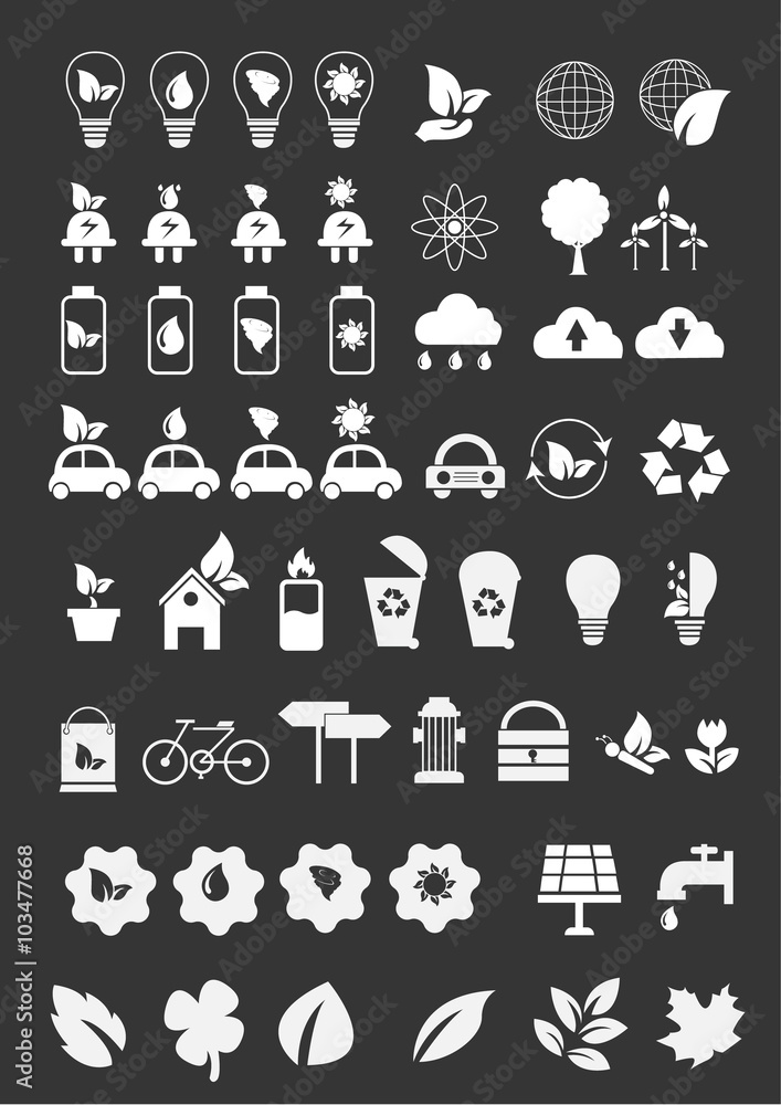 Vector green eco icons ; Vector illustration