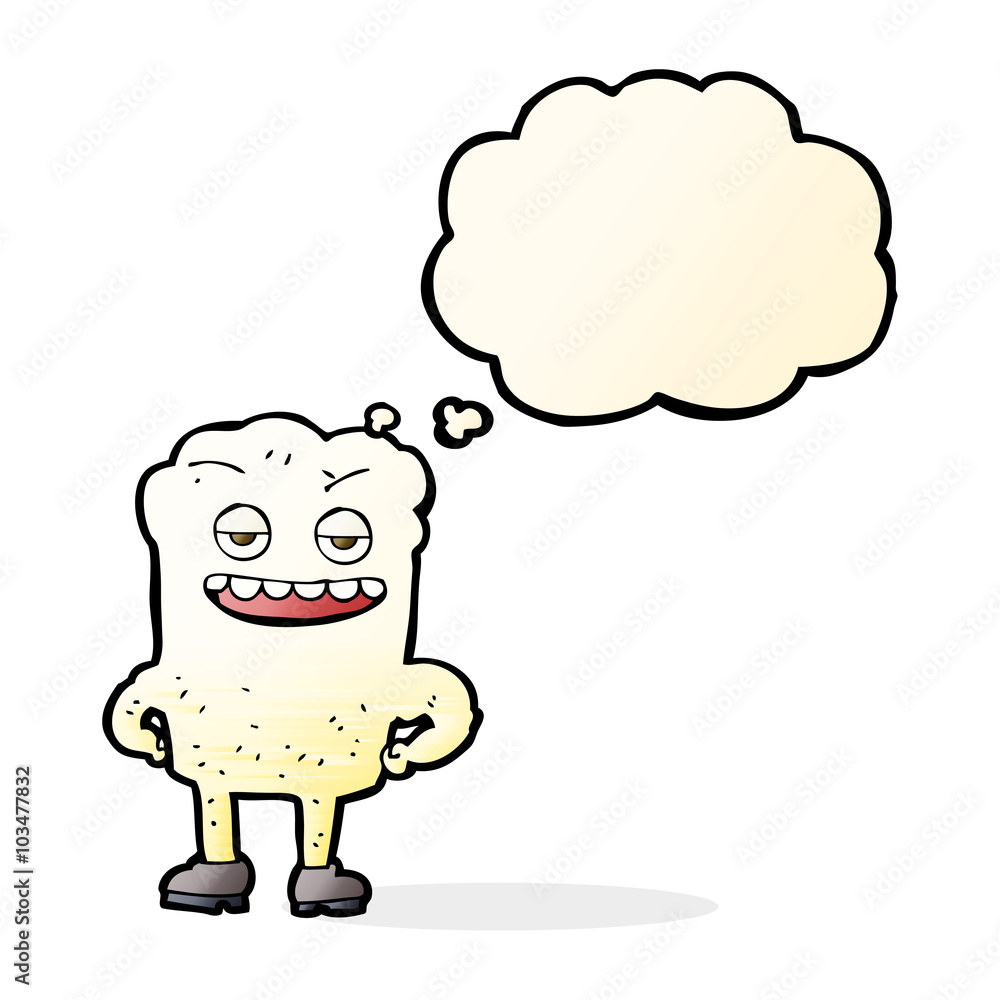 cartoon tooth looking smug with thought bubble cartoon tooth looking smug with thought bubble