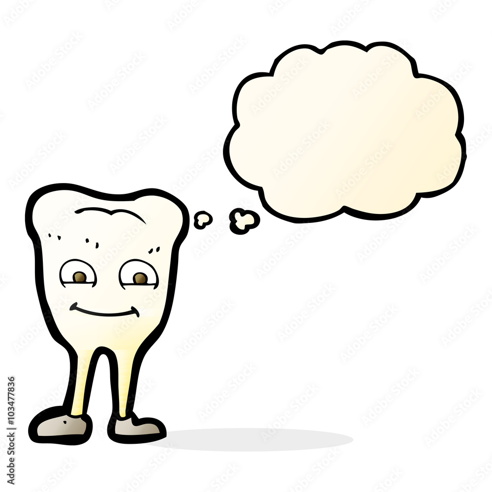 cartoon yellowing tooth with thought bubble cartoon yellowing tooth with thought bubble