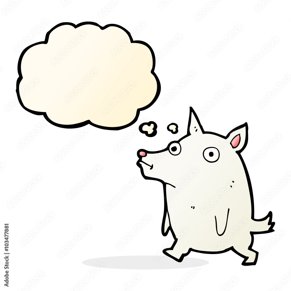 cartoon funny little dog with thought bubble cartoon funny little dog with thought bubble