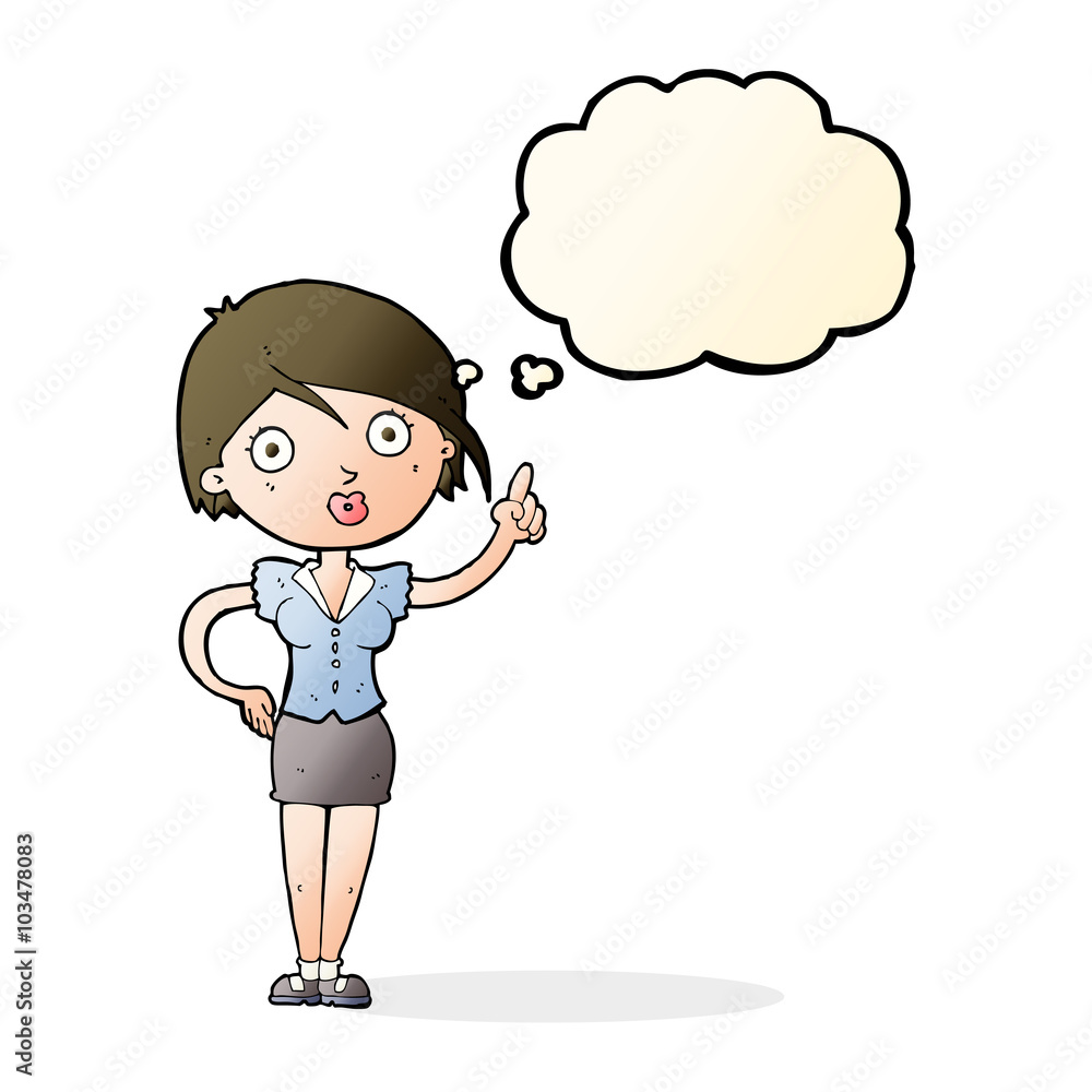 cartoon pretty woman with idea with thought bubble cartoon pretty woman with idea with thought bubble