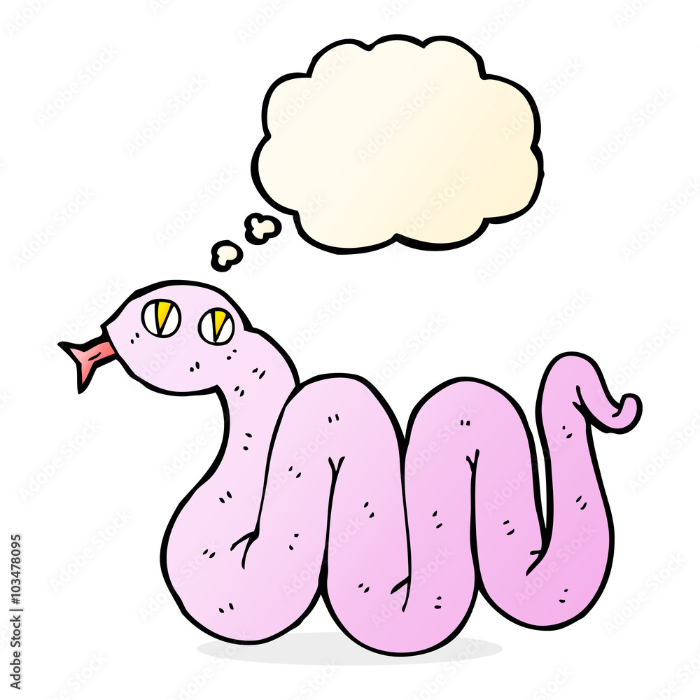 Fototapeta premium funny cartoon snake with thought bubble