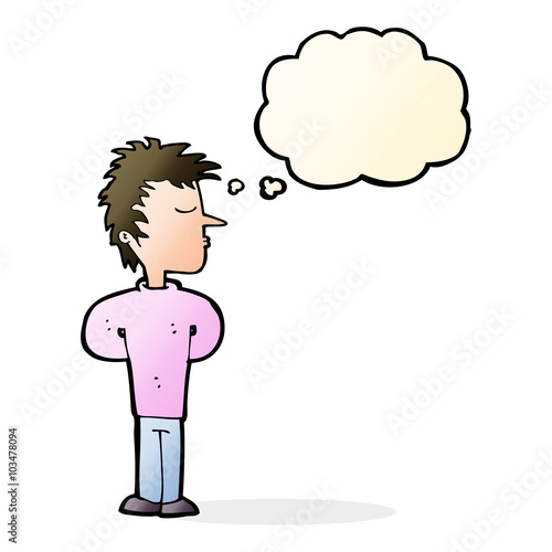 cartoon man ignoring with thought bubble