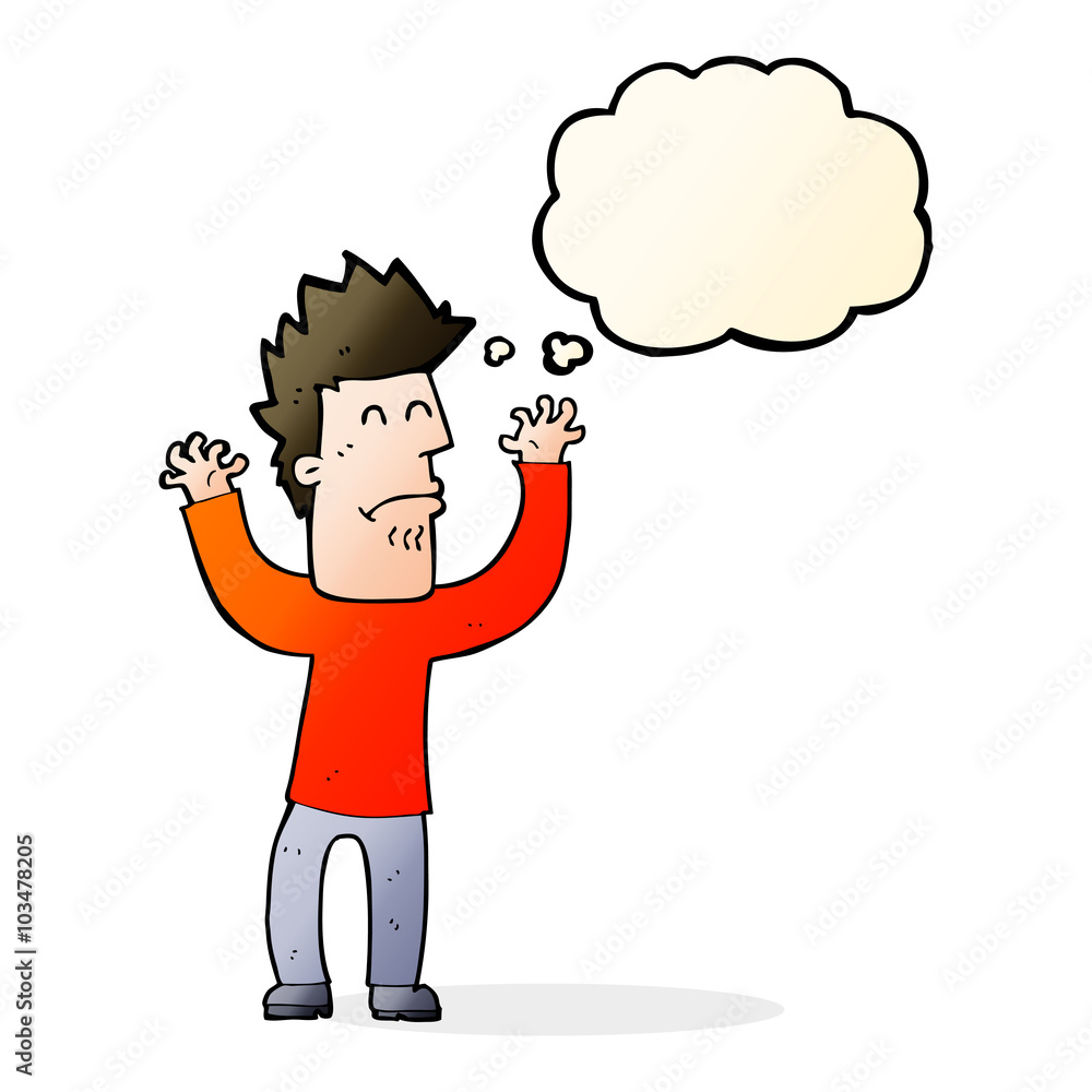 cartoon stressed man with thought bubble cartoon stressed man with thought bubble
