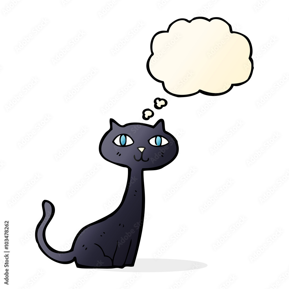 cartoon black cat with thought bubble cartoon black cat with thought bubble
