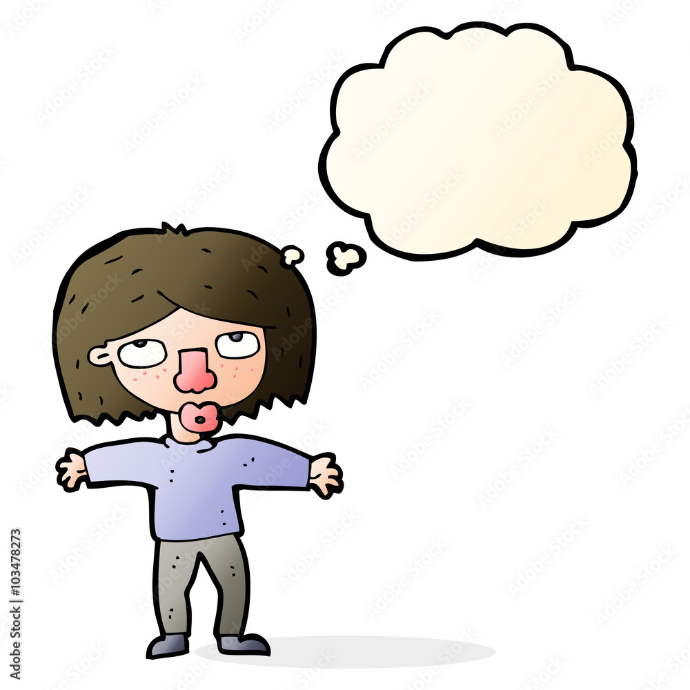 cartoon girl looking upwards with thought bubble cartoon girl looking upwards with thought bubble