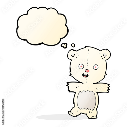 cartoon cute polar bear cub with thought bubble