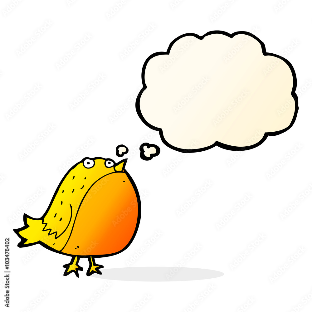 cartoon fat bird with thought bubble cartoon fat bird with thought bubble