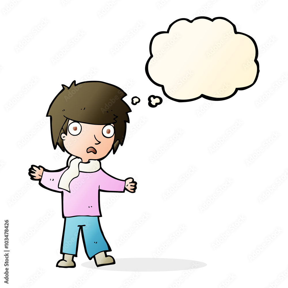 cartoon unhappy boy with thought bubble cartoon unhappy boy with thought bubble