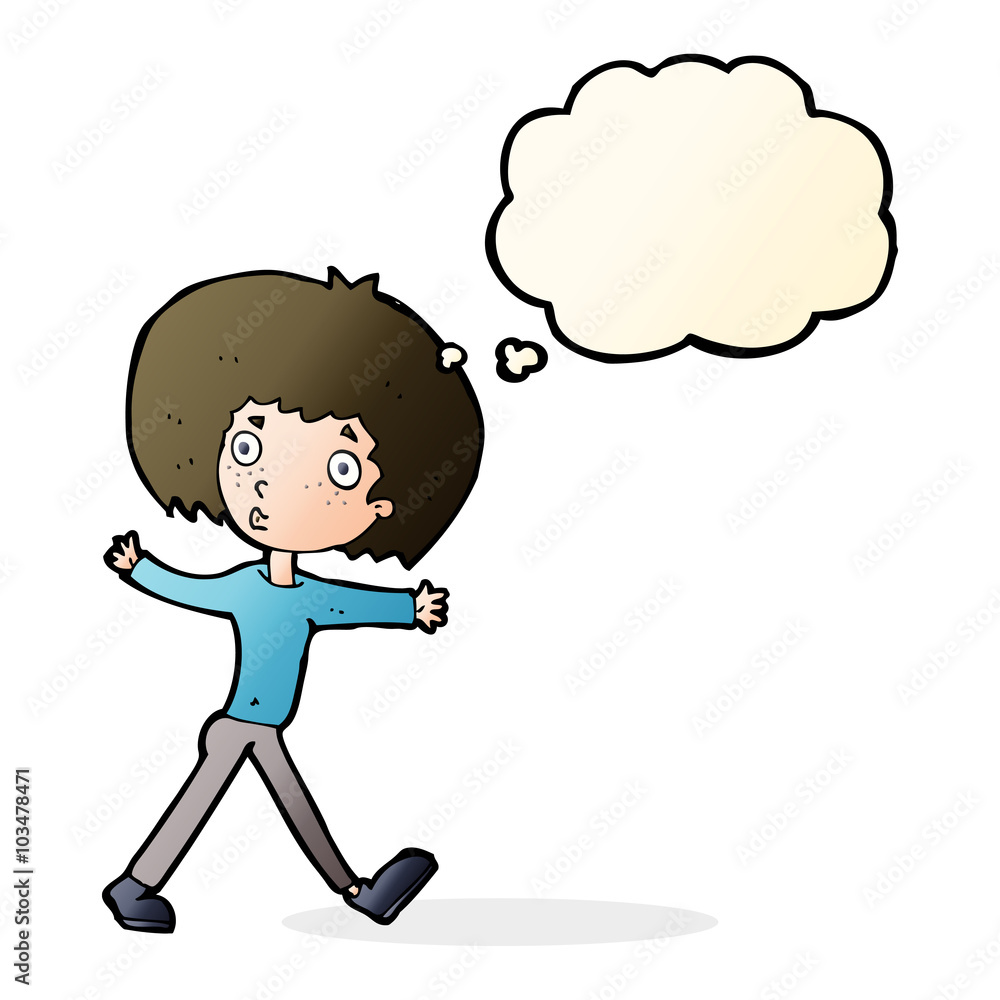 cartoon surprised man walking with thought bubble cartoon surprised man walking with thought bubble