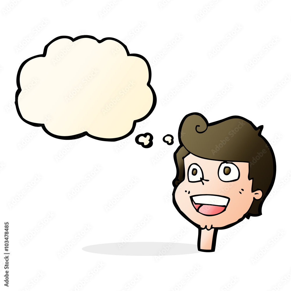cartoon happy face with thought bubble cartoon happy face with thought bubble