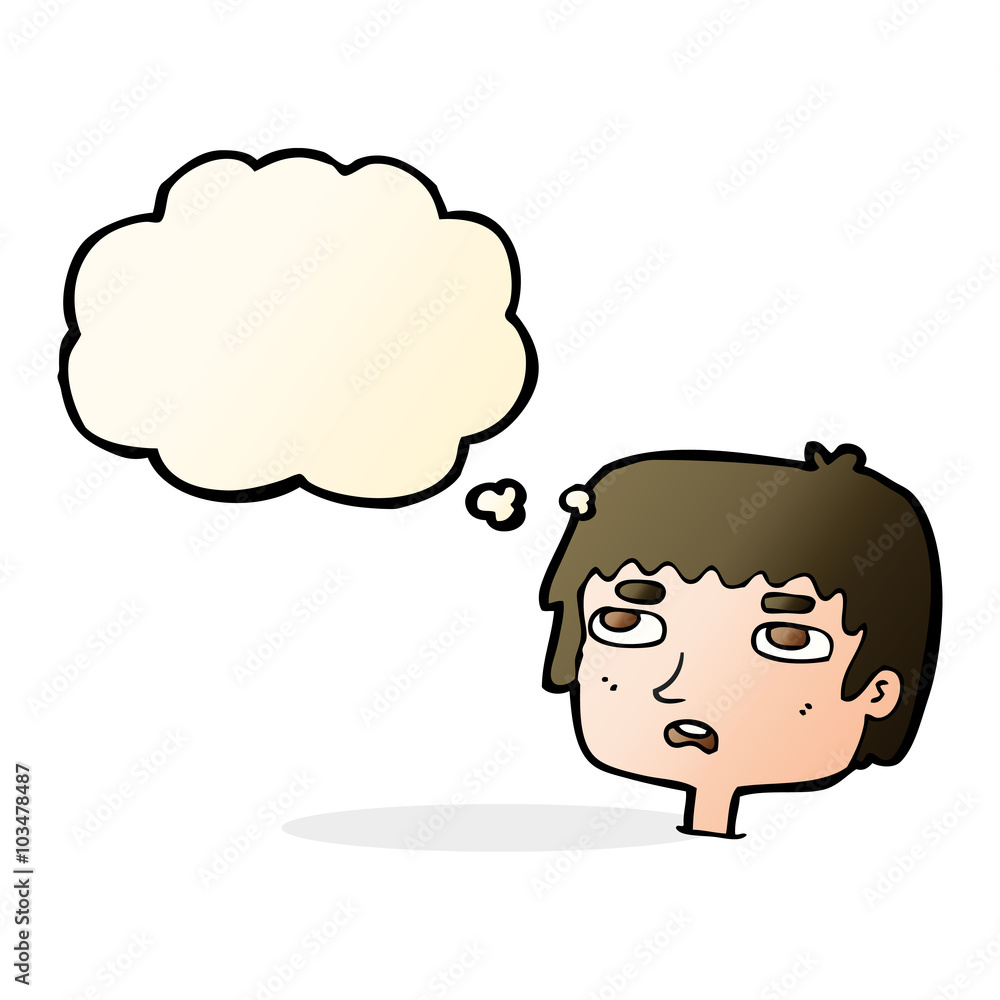 cartoon unhappy face with thought bubble cartoon unhappy face with thought bubble