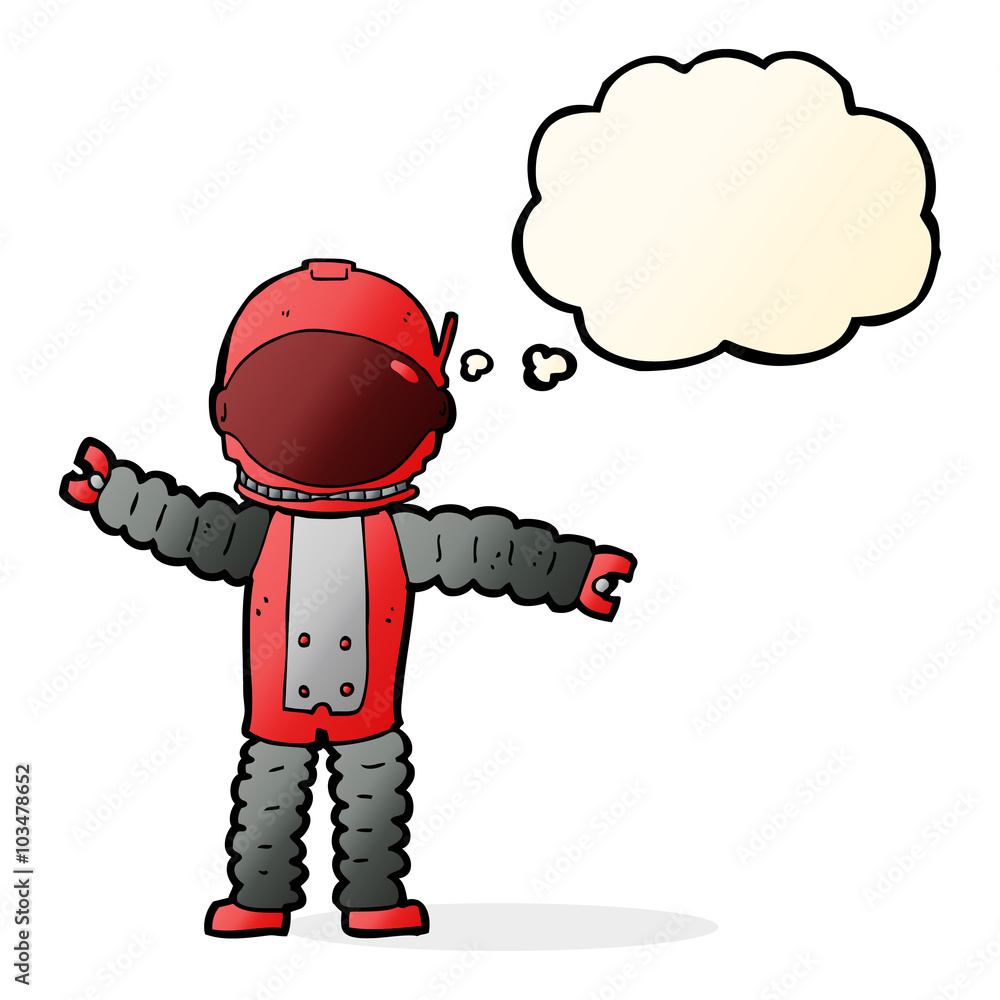 Obraz premium cartoon astronaut with thought bubble