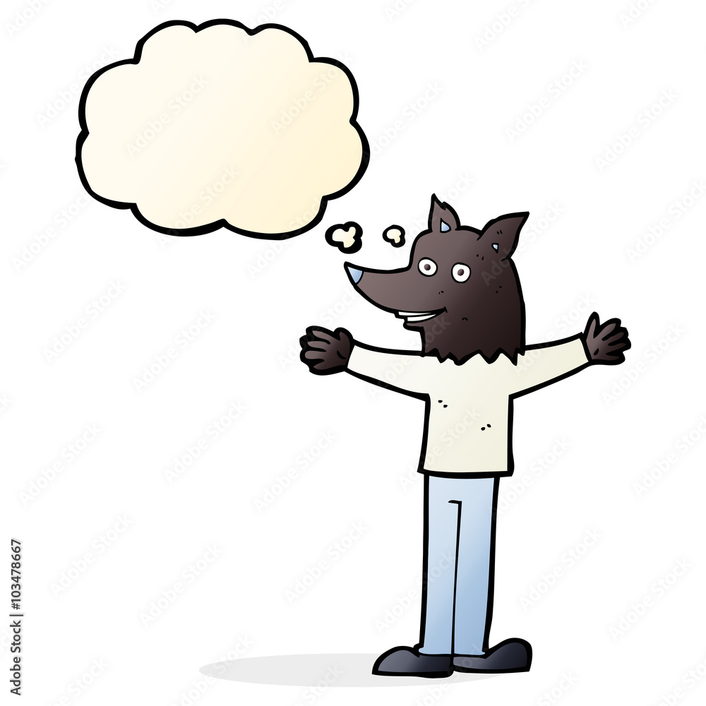 cartoon werewolf with thought bubble cartoon werewolf with thought bubble