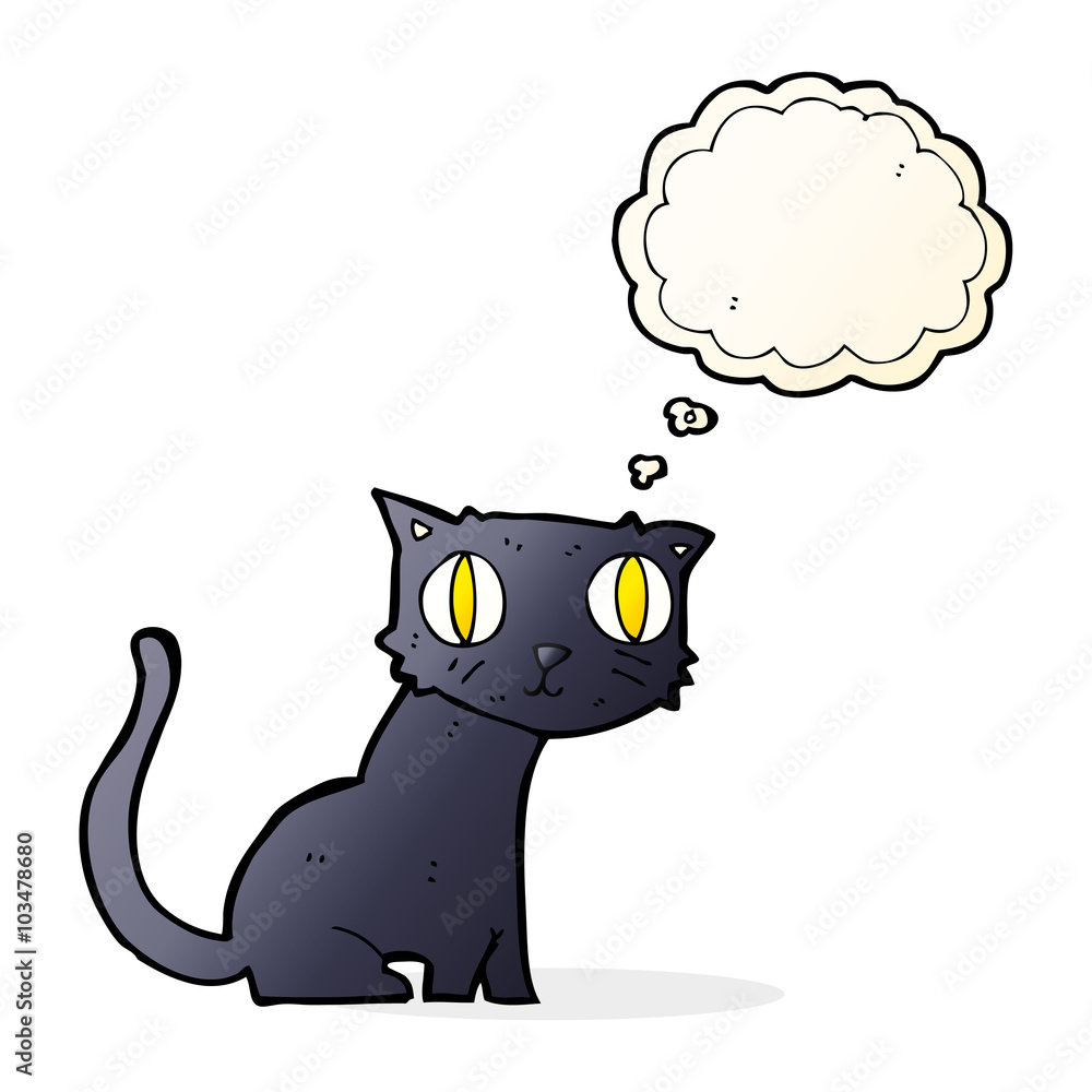 cartoon black cat with thought bubble cartoon black cat with thought bubble